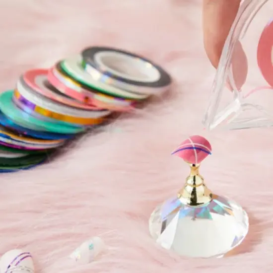 Okuna Outpost 54 Rolls Holographic Metallic Nail Art Striping Tape with 12 Dispensers (3 Sizes) image {1}