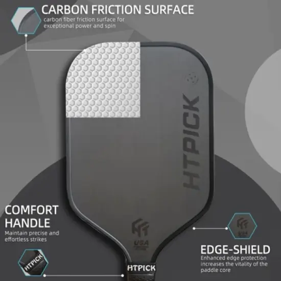 Aukfa Carbon Fiber Pickleball Paddle &ndash; Cold Pressed, 16mm Polypropylene Core, Fabric Surface, Elongated Shape image {4}