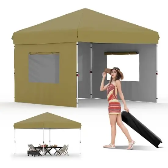 10x10 Foot Commercial Canopy, Heavy Duty Outdoor Shelter with 3 Side Panels, Simple One-Person Setup, Perfect for Events & Markets image {12}