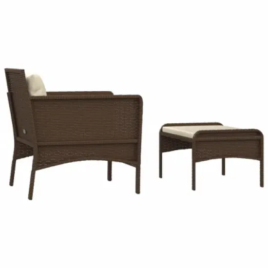 vidaXL 2 Piece Patio Lounge Set with Cushions Brown Poly Rattan image {4}