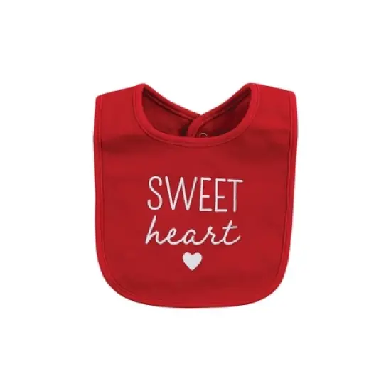 Hudson Baby Infant Girl Cotton Bib and Headband or Caps Set, Valentine Sweetheart, One Size image {4}