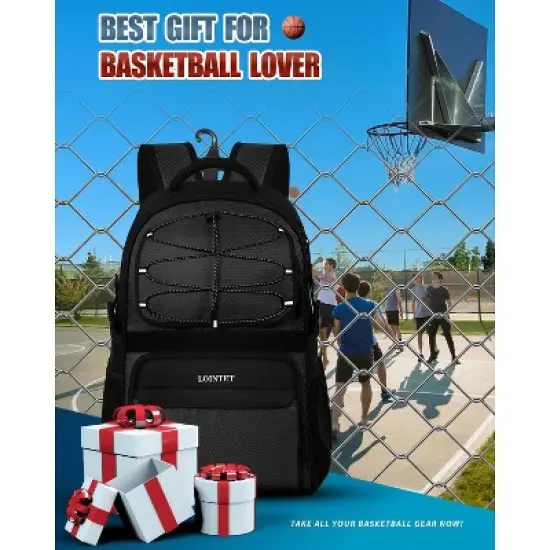 Basketball Bag Backpack with Ball Holder Shoes Compartment, Large Basketball Accessories Sports Bag image {1}