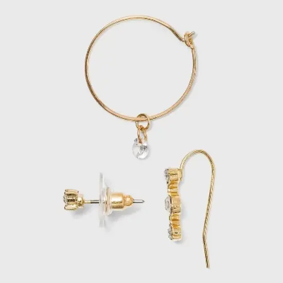 Charm Hoop, Stud and Ear Climber Earring Set 8pc - A New Day&trade; image {1}