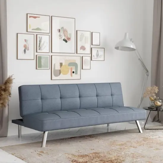Colette Convertible Futon Sofa Bed Light Gray - Serta image {8}