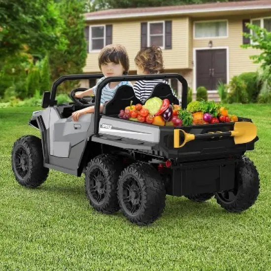 24V 4WD Electric Dump Truck with Remote Control, 2 Seater Kids Ride On Car, Music Player & LED Lights, Birthday Gift for Ages 3+ image {7}