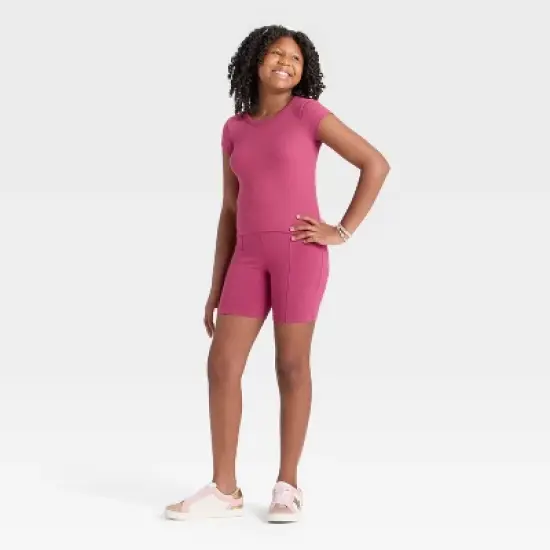 Girls' Short Sleeve Ribbed T-Shirt - art class&trade; image {2}