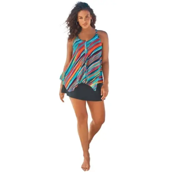Swim 365 Women&rsquo;s Plus Size Longer Length Mesh Tankini Top image {12}