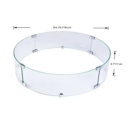 Elementi 25.4" Tempered Glass Wind Guard for Firepit Glass Wind Screen image {2}