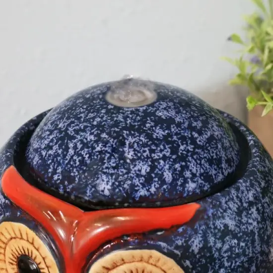Sunnydaze Indoor Home Office Decorative Smooth Glazed Ceramic Owl Tabletop Water Fountain Feature - 7" image {7}