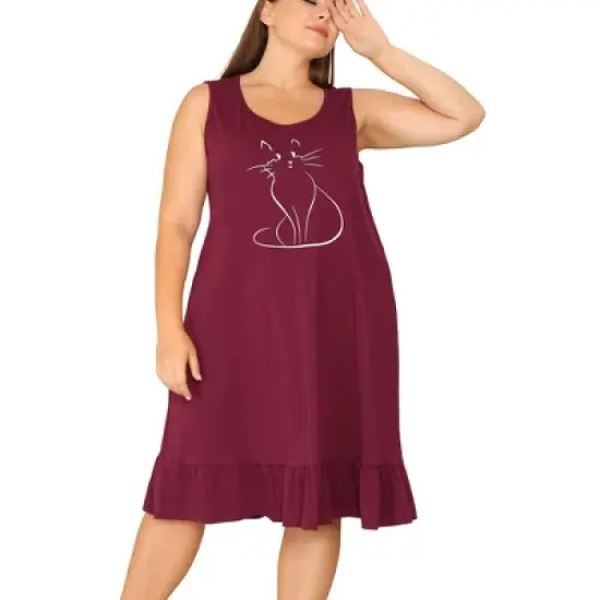 Agnes Orinda Women's Plus Size Sleeveless Comfy Lovely Tank Nightgown image {5}