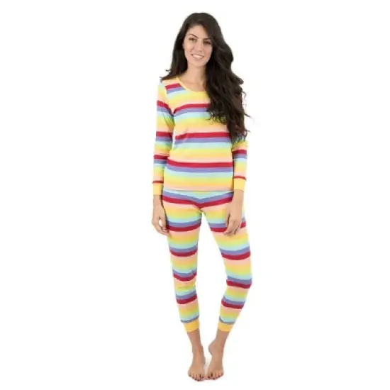 Leveret Womens Two Piece Cotton Striped Pajamas image {3}