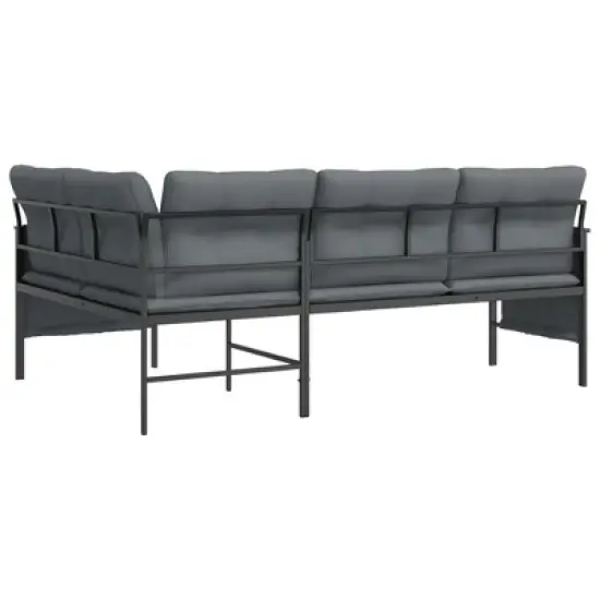 vidaXL Modern Outdoor Patio Corner Sofa - Anthracite Steel & Textilene Material &ndash; Comfortable Cushioned Seating - Side Storage Bags Included image {4}
