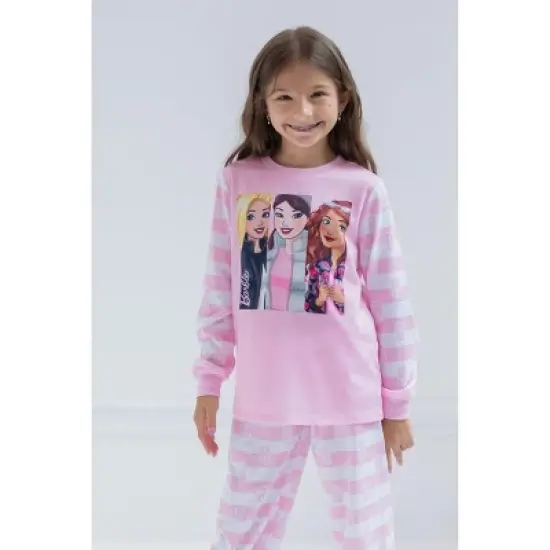 Barbie Girls Pajama Shirt Pants and Slippers 3 Piece Little Kid to Big Kid image {3}