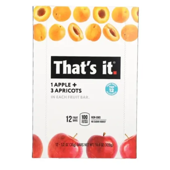 That's It Fruit Bars, Apple + Apricots, 12 Bars, 1.2 oz (35 g) Each image {3}
