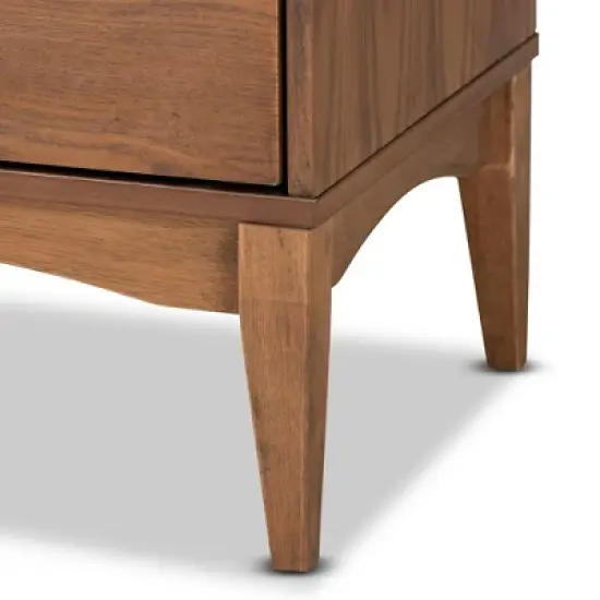 Landis Wood 2 Drawer Nightstand Ash Walnut/Gold - Baxton Studio image {5}