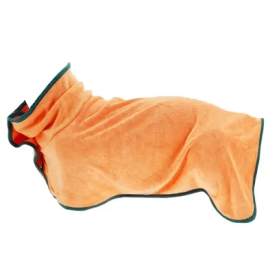 Unique Bargains Dog Bathrobe Fast-Drying Dog Towel Absorbent Dog Coat Bath Robe S Orange image {6}