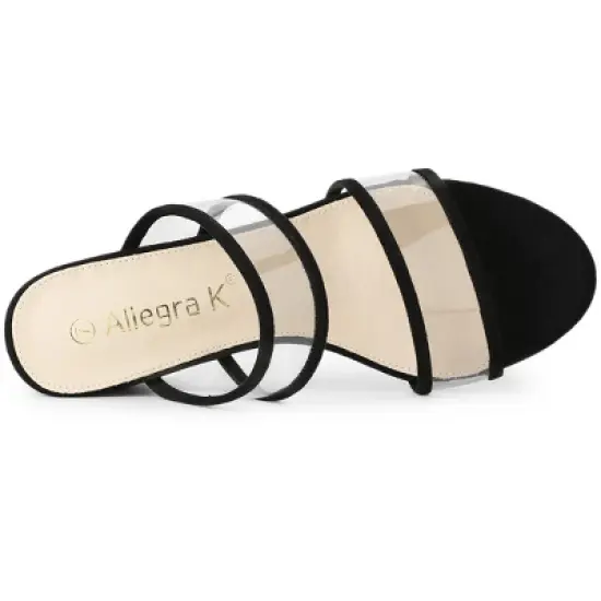 Allegra K Women's Clear Strap Block Heel Slide Sandals image {4}
