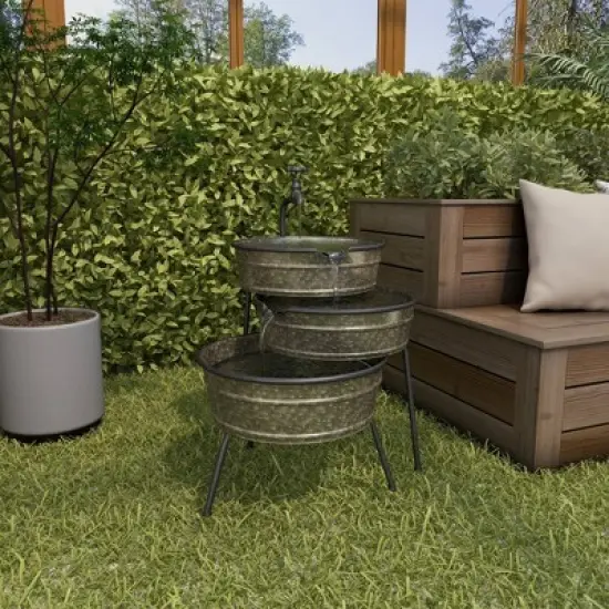 26" x 30" Farmhouse Metal Fountain Gray - Olivia & May image {23}