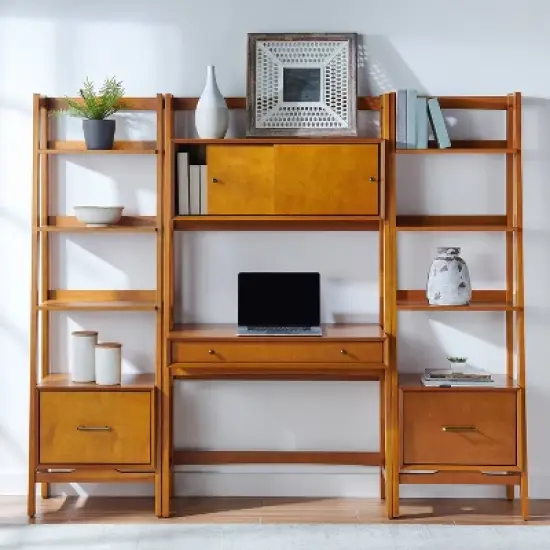 3pc Landon Desk and Bookcases Set Acorn - Crosley image {2}