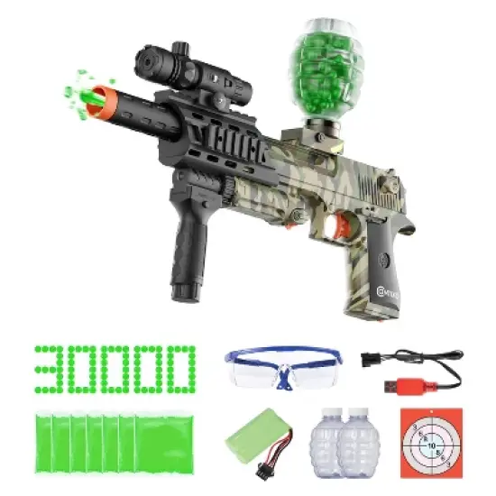 Contixo GB1 Gel Ball Blaster with Eco-Friendly & Auto Modes, Laser Guide and Transformable, 50ft+ Range with 30000 Water Gel Beads, Goggles image {6}