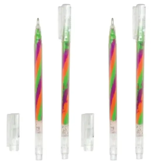 Rainbow Swirl Gel Pens (5 Pack) - Neon Colors & Dazzling Effects! 1.2mm Nib for Smooth Writing image {1}