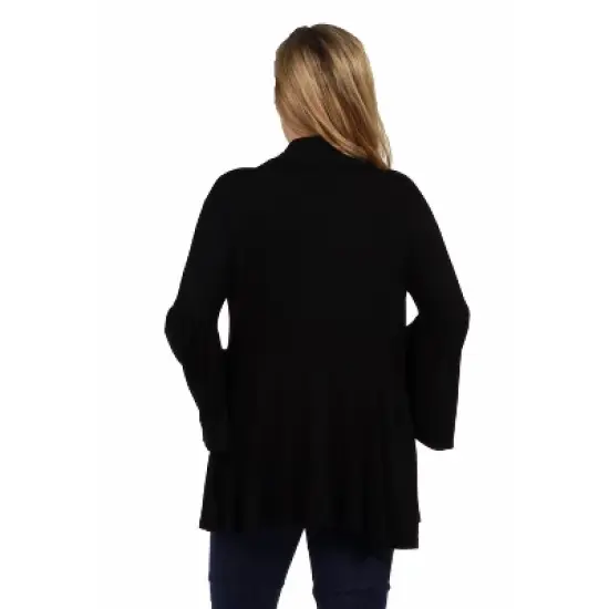 24seven Comfort Apparel Bell Sleeve Flared Open Front Maternity Cardigan image {2}
