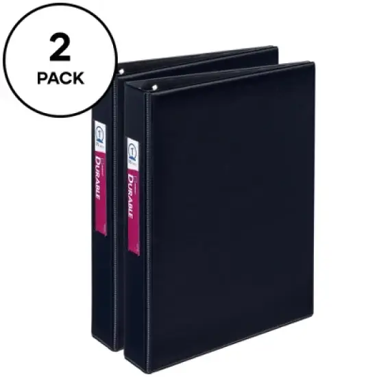 Avery 1" Mini Durable 3 Ring Binders, Round Rings, Holds 5-1/2" x 8-1/2" Paper, 175-Sheet Capacity, Black, 2 Pack (13456) image {6}