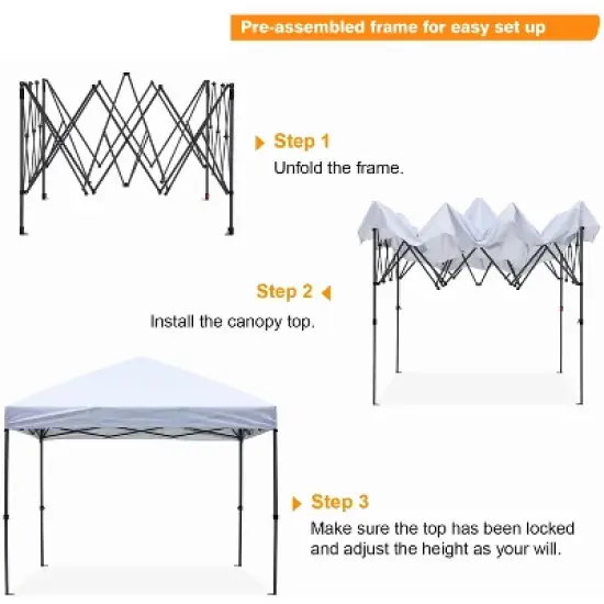 SUGIFT 10 ft. x 10 ft. White Instant Canopy Pop Up Tent with Carry Bag image {2}