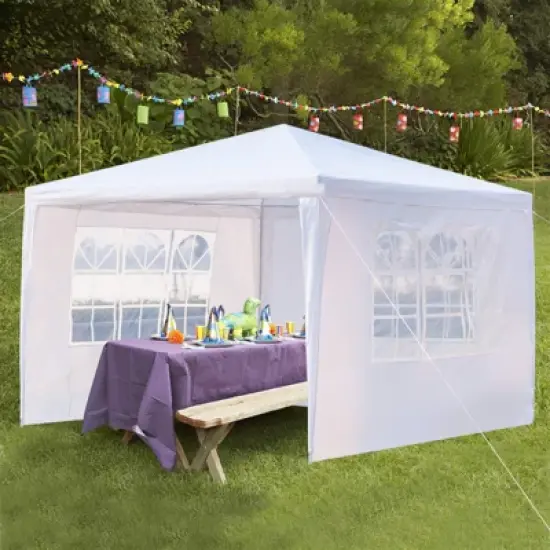 10 ft. x 10 ft. Gazebo Folding Waterproof Event Tent w/ 3 Sides Vent Easy Setup UV Protection Instant Canopy Outdoor Use image {1}