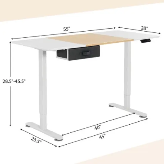 Costway Electric Standing Desk 55'' x 28'' Height Adjustable Sit Stand with USB Charging Port Natural/Black/Grey/Brown/White image {2}