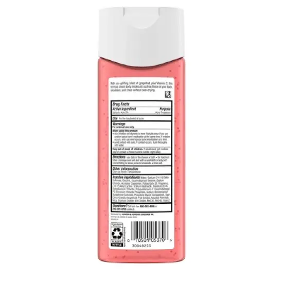 Neutrogena Body Clear Pink Grapefruit Acne Body Wash with Vitamin C for Body Breakouts - 8.5 fl oz image {1}