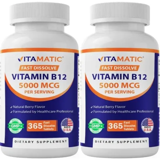 Vitamin B12 5000 mcg per Serving Fast Dissolve 365 Tablets image {7}