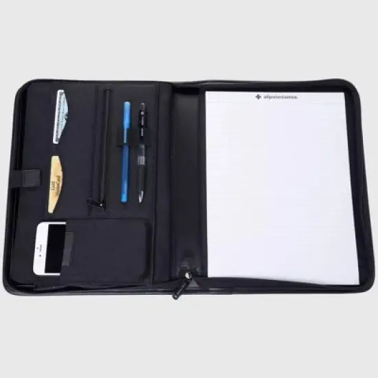 Alpine Swiss Zippered Writing Pad Business Organizer Portfolio with Tablet Sleeve Left & Right Handed image {7}