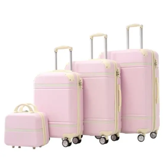 NAYSAYE Luggage 4 Piece Hardshell Luggage Set with Spinner Wheels TSA Lock Expandable for Travel, Light Pink, 31.62"*20.54"*12.46" image {5}