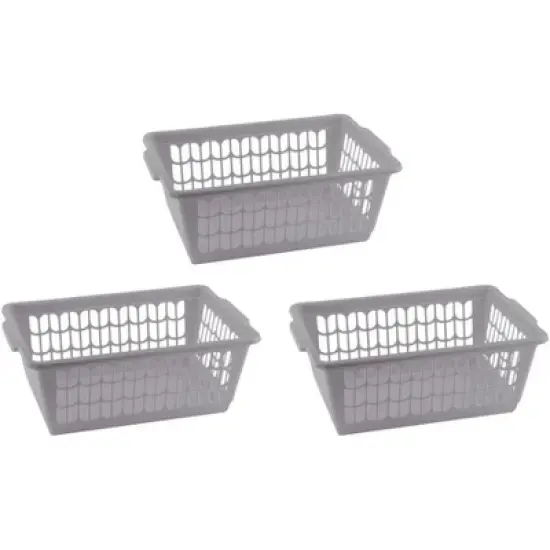 YBM HOME Plastic Perforated Storage Basket Bin Office Drawer, Shelf Desktop Countertop Tray Organizer, Pack of 3 image {5}