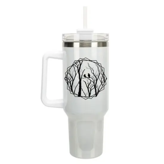 Elanze Designs Birds Resting on Tree Branches 40 oz. Stainless Steel, Large Water Bottle Coffee Mug, Spill & Leak Resistant, Thermal Travel Tumbler image {1}