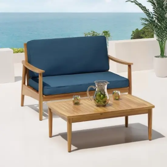 Modern Outside Willowbrook Loveseat and Coffee Table,blue -Christopher Knight Home image {10}