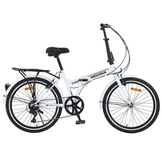 Gulches City Folding Bike 24inch, steel frame, 7speed Shimano gear system, dual V-brakes, 24inch&times;1.5inch black anti-slip tires image {2}