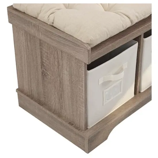 42" Upholstered Wood Entryway Bench with Storage - Saracina Home image {2}