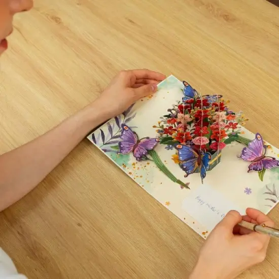 Frndly by Paper Love, Flower and Butterflies 3D Pop Up Card, For All Occasion - Handcrafted 100% Recycled and Eco-Friendly, 8" x 6" Cover image {4}