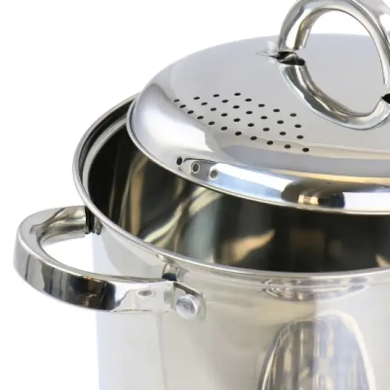 Oster Sangerfield 5 Quart Stainless Steel Pasta Pot with Strainer Lid and Steamer Basket image {3}