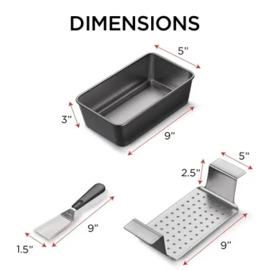 Elbee Home Premium Meatloaf Pan with Easy Removal Perforated Tray 9 Inch Durable Carbon Steel image {2}
