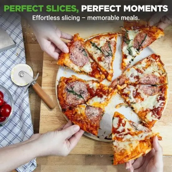 NutriChef 7" Stainless Steel Pizza Cutter Wheel with Finger Guard and Non-Slip Handle NCPI2222 image {6}