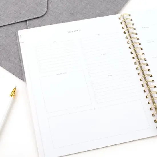 Sugar Paper Essentials 2025 Weekly/Monthly Planner 9.5"x11" Frosted Dusty Blue Stripe: Personal Agenda, Non-Toxic, Acid-Free image {7}