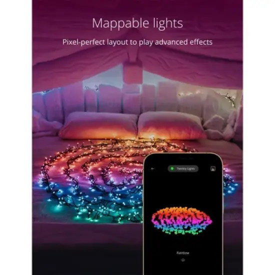 Twinkly Cluster App-Controlled LED Christmas Lights 400 RGB (16 Million Colors) 19.7 feet Green Wire Indoor/Outdoor Smart Lighting Decoration (4 Pack) image {2}