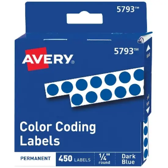 Avery Permanent Self-Adhesive Round Color-Coding Labels 1/4" dia Dark Blue 450/Pack 05793 image {6}