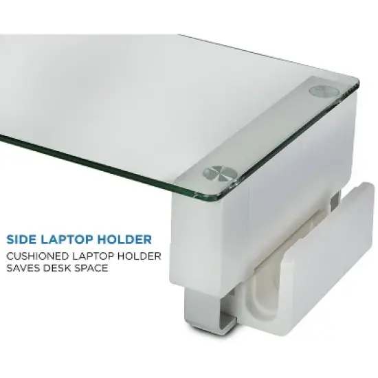 Mount-It! Tempered Glass Monitor Stand with 3 USB Ports | Desktop Riser Fits 24, 27, 30, 32 Inch Screens | 66 Lbs. Weight Capacity image {3}