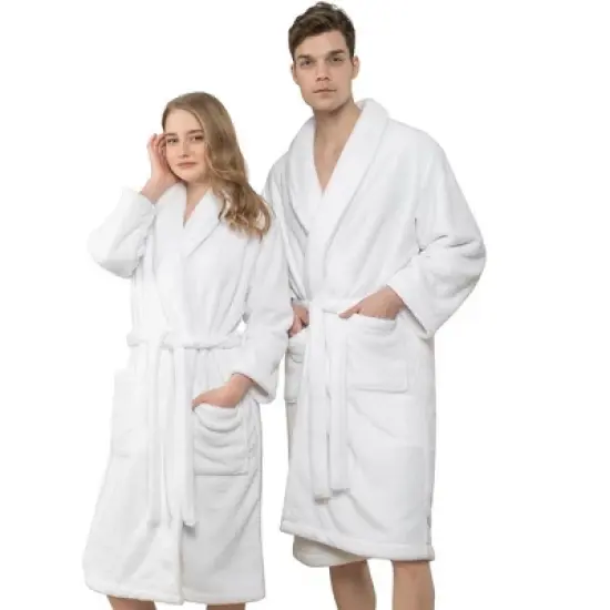 American Soft Linen Warm Fleece Bathrobe, Mens and Womens Adult Robes for your Bathroom, Shawl Collar Robes image {9}