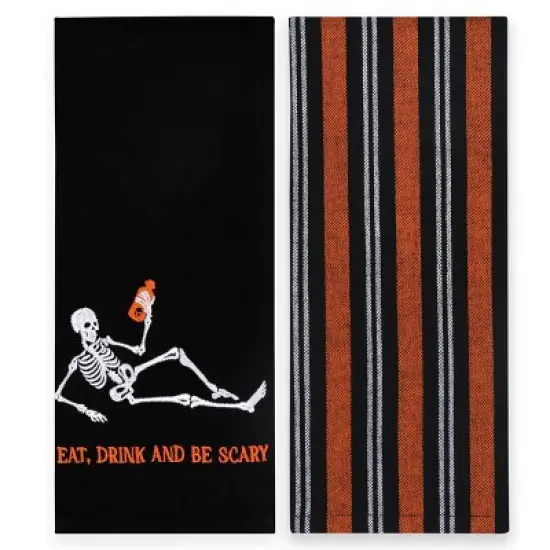 2pk Dishtowels Skeleton - Bullseye's Playground&trade; image {1}