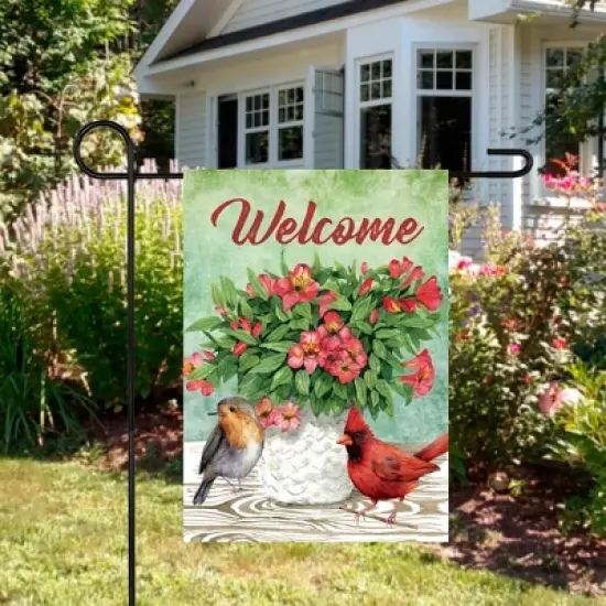 Northlight Welcome Cardinal Bird and Spring Bouquet Flag 28" x 40" image {2}